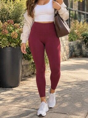 Knix Women’s Burgundy High-Waist Leggings Stretch Seamless Activewear